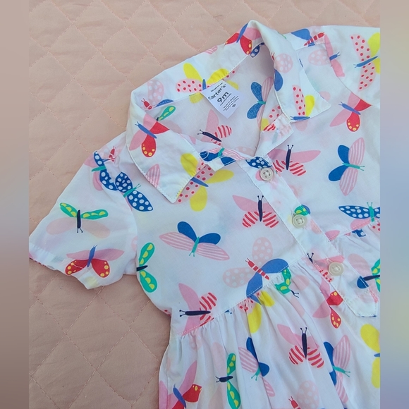 Butterfly collared shirt dress and NWT sandals by Carter's, size 9M - Picture 2 of 5